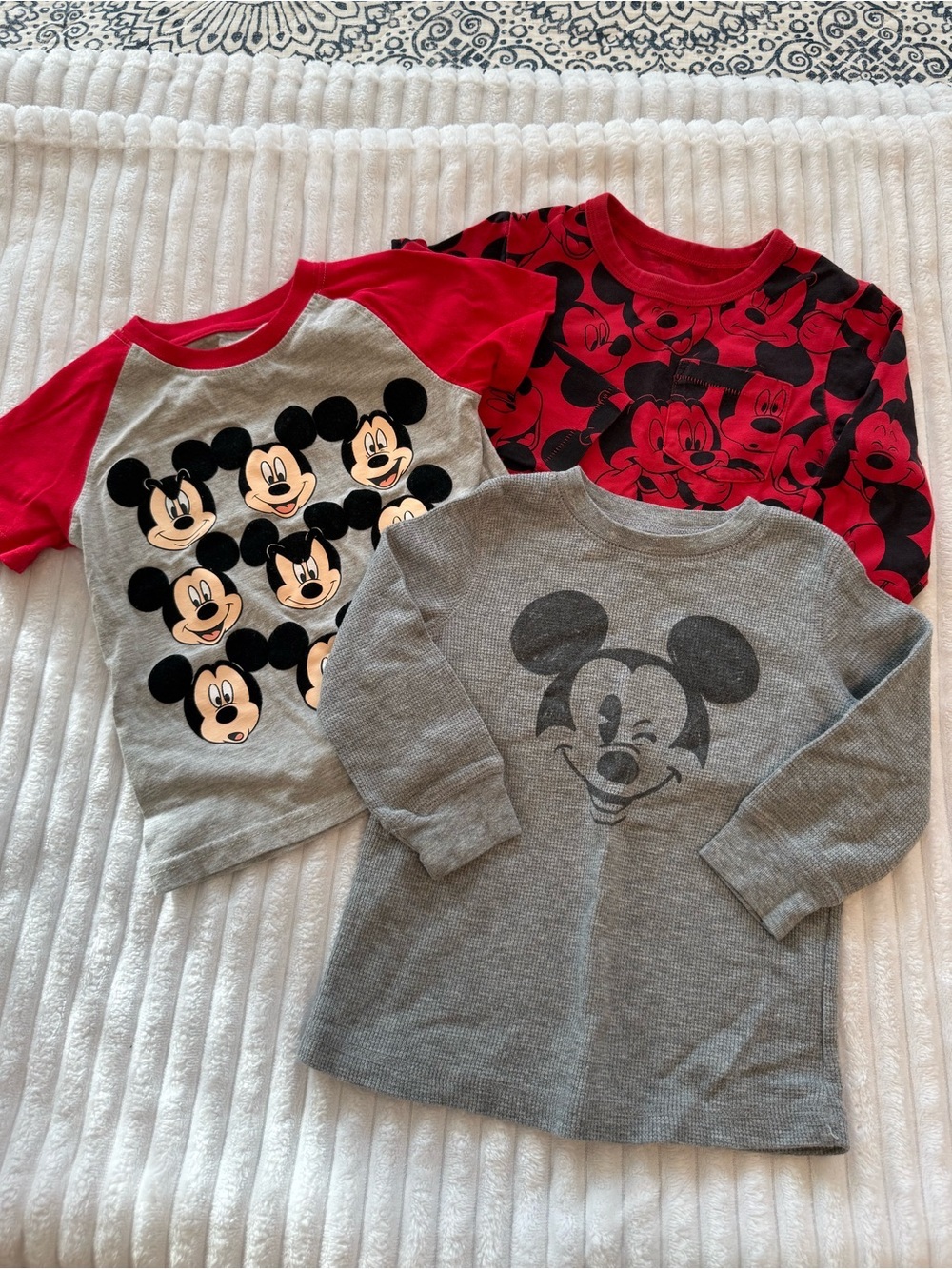 KidsMickey Mouse Bundle - Long & Short Sleeve Tops - Red, Gray, Black